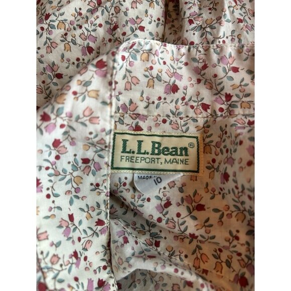 Vtg LL Bean Long Sleeve Button Down Floral Shirt Size 10 Maine USA Cotton - Picture 7 of 8